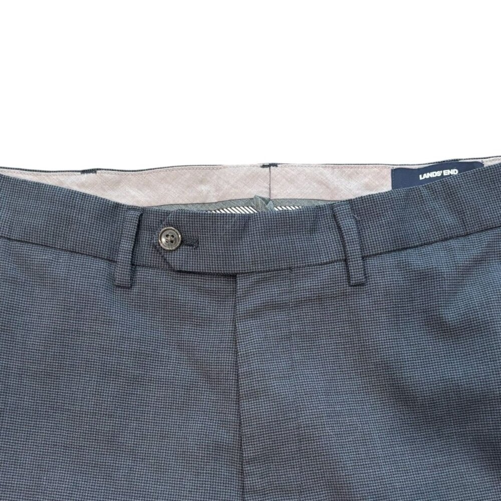Lands’ End Traditional Fit Wool Blend Dress Pants | Men’s 35 |‎ Blue Check - Picture 3 of 5